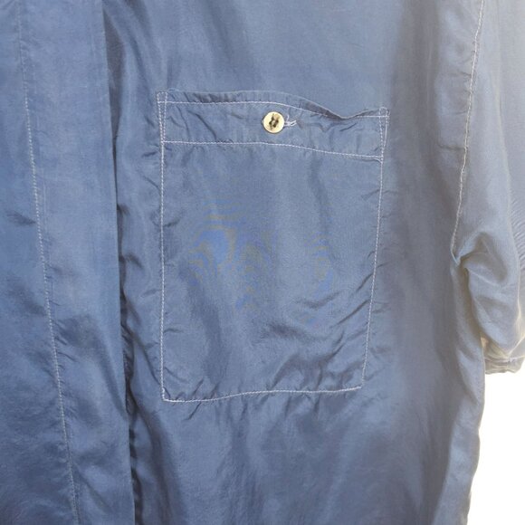 VTG Mens Business Casual Work Office Lounge 100% Silk Blue Dress Shirt Croquet M - Picture 7 of 9